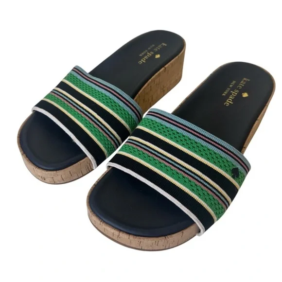 KATE SPADE NEW YORK Stripped Breeze Slide Platform Wedges - Picture 2 of 10